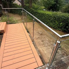 Stainless Steel & Glass Balustrade to Raised Patio, Steps and Deck, Knowle Green, Totley,